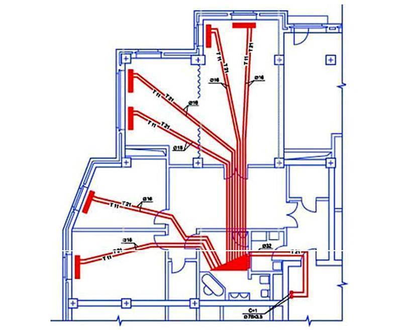 Лучевая система отопления двухэтажного дома - расчет системы