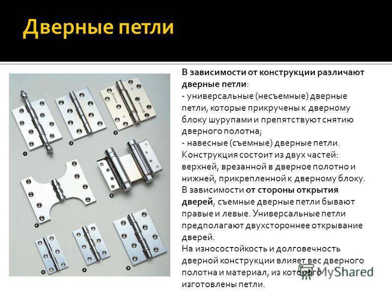 Как подобрать петли для двери