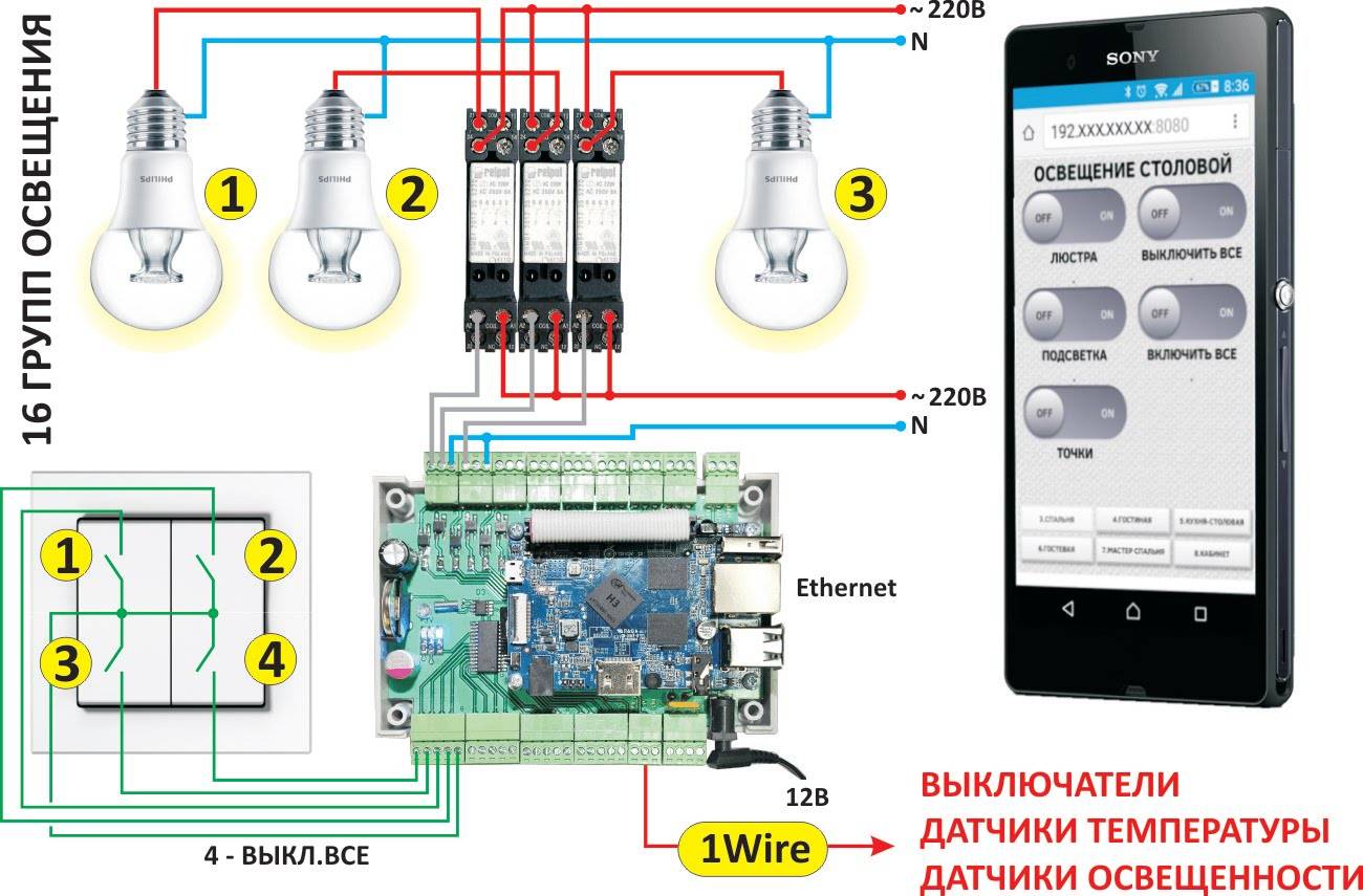 Arduino управление светом с 3 мест: пульт ду + радиопульт + переключатель.