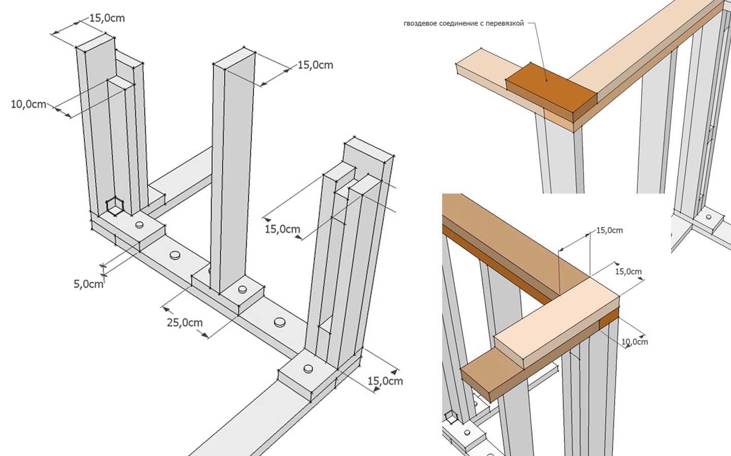 Решение узлов в каркасном деревянном доме. основные узлы и соединения каркасного дома