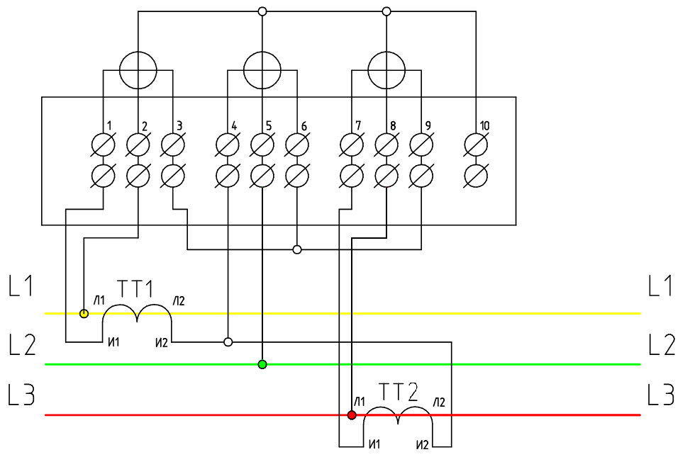 Схема через испытательную коробку. Схема подключения 3х фазного счетчика через трансформаторы тока. Схема включения счетчика Меркурий 230 через трансформаторы тока. Схема полукосвенного подключения электросчетчика. Схема включения трехфазного счетчика Меркурий 230.