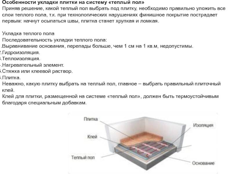 Особенности укладки плитки на теплый пол: обзор +видео