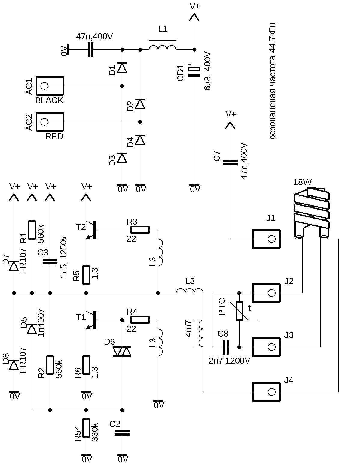 Подробная схема светодиодной лампы на 220в