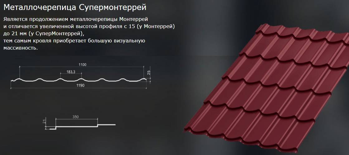 Стандартные размеры листа металлочерепицы для крыши: ширина, длина и толщина