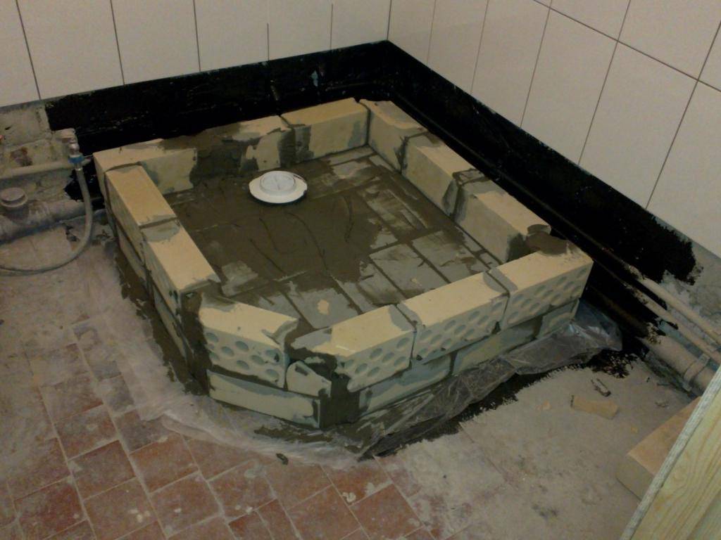 Душевой поддон из кирпича своими руками: разновидности материала для поддона, основные слои конструкции