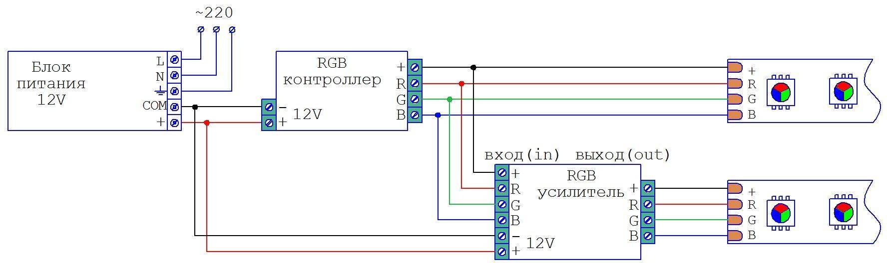 Электрическая схема контроллера светодиодной ленты