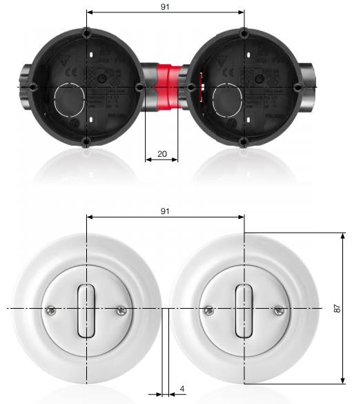 Размеры подрозетников: диаметр, глубина, расстояние между центрами