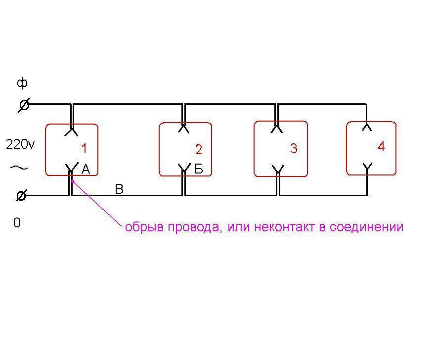 Схема удлинителя с выключателем