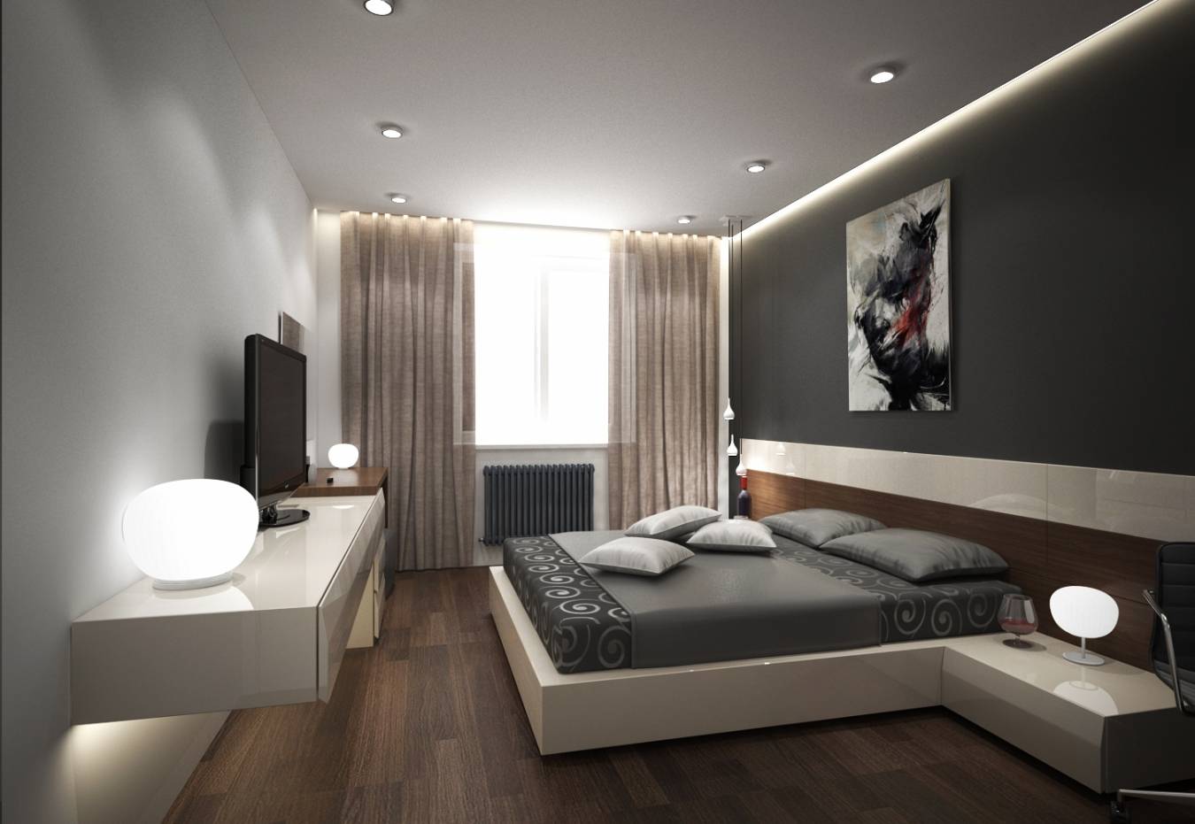 Натяжные потолки для спальни: фото идеи красивого дизайна интерьера