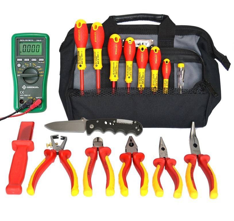 Набор инструментов для электриков - ручной слесарный и электроинструмент