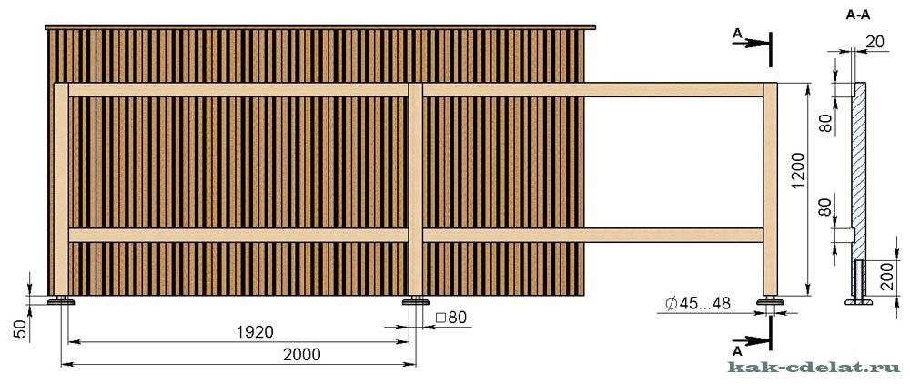 Забор из дерева горизонтальный своими руками схемы и чертежи