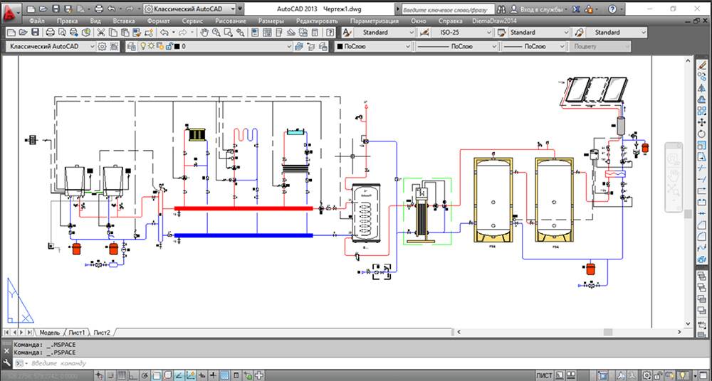 Программа для черчения тепловых схем котельных
