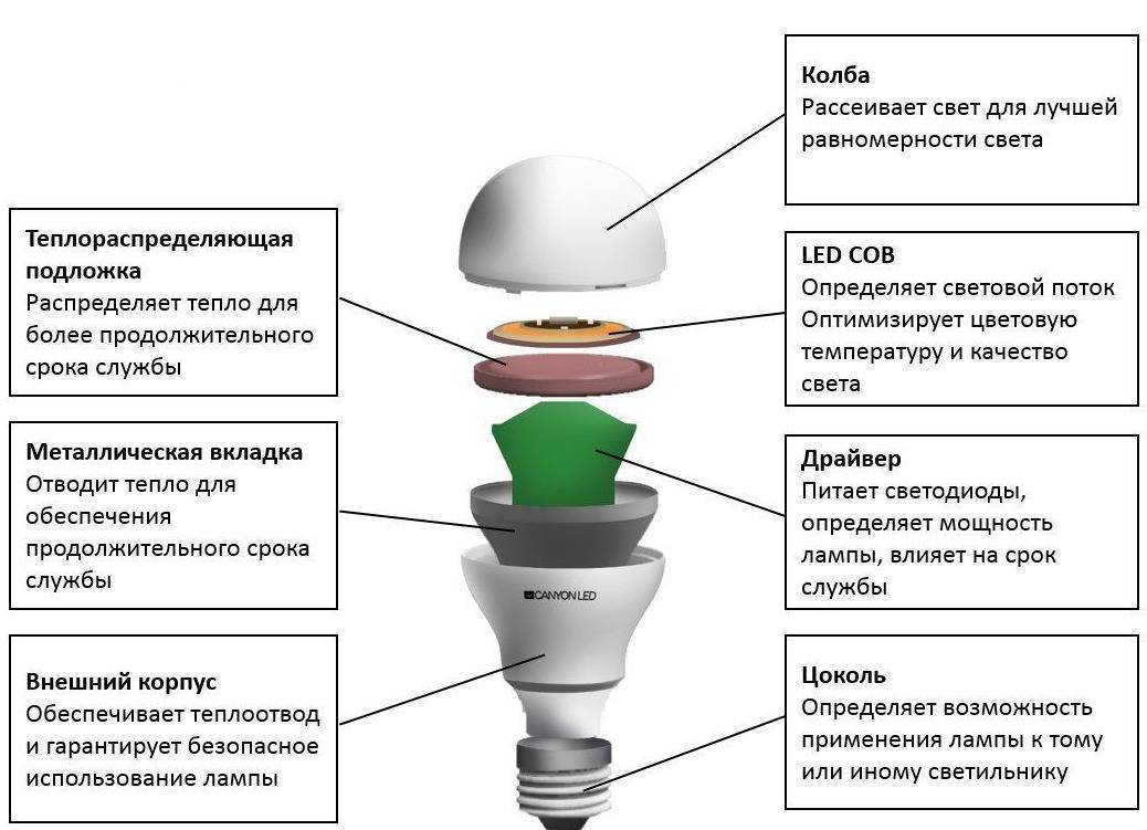 Как устроена и из чего состоит светодиодная лампа