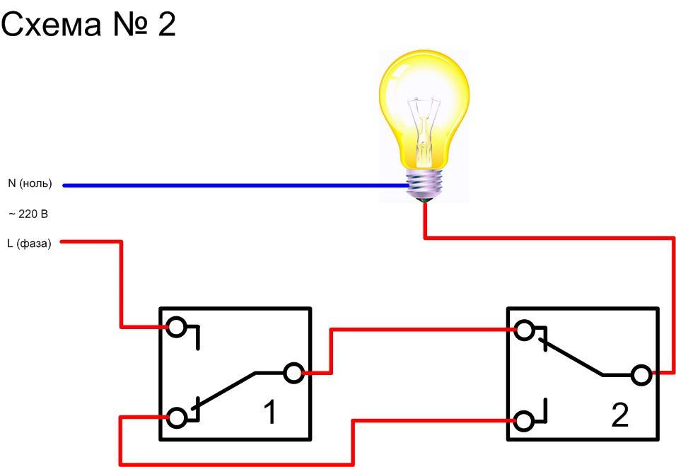 Схема соединения 2 проходных выключателей. Схема подключения проходных переключателей на 2 лампы. Схема подключения проходного переключателя на 2 лампы. Схема проходных выключателей с 2 лампами. Соединение проходного выключателя