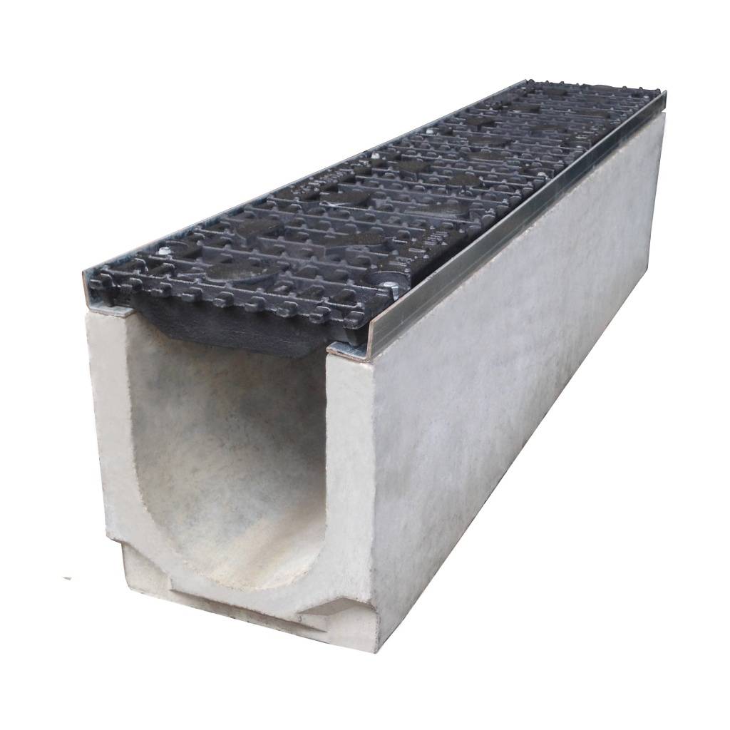 Лоток водоотводной бетонный с решеткой: железобетонный, дождевой, монтаж