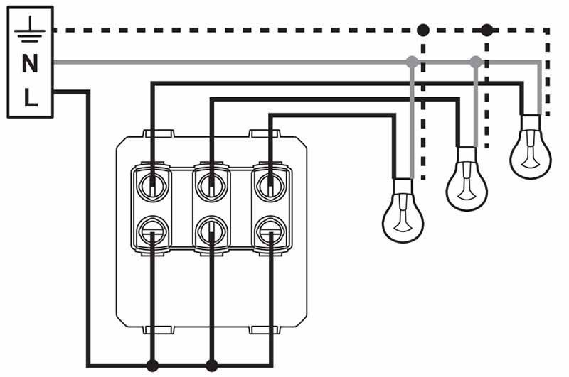 Дополнение к статье "схема подключения трехклавишного выключателя с розеткой"