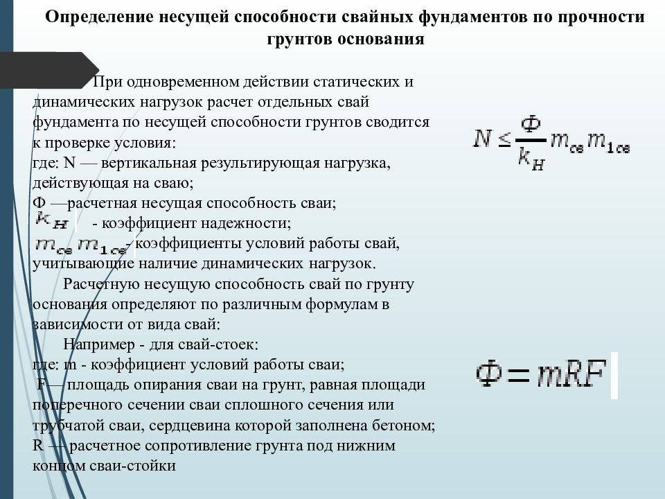 Несущая способность фундаментов