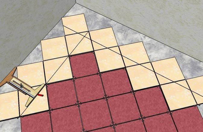 Укладка плитки по диагонали на полу – пошаговая технология