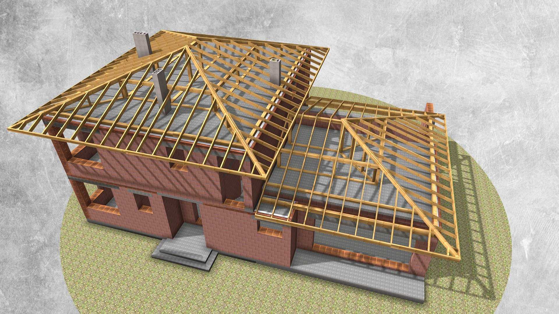 Трехскатная крыша гаража пристроенного к дому